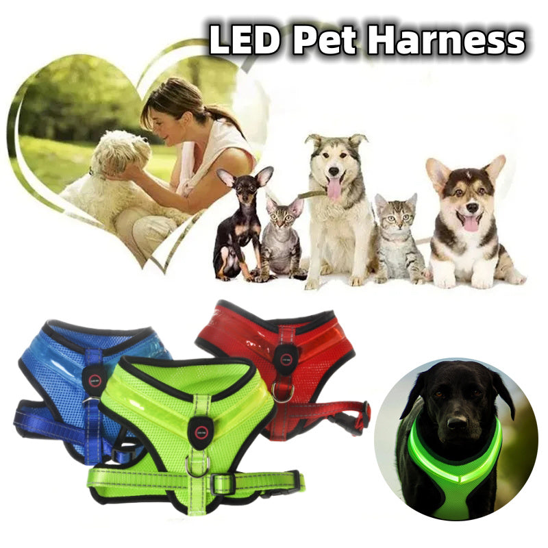 Arnés luminoso LED para perros con carga USB, correa para el pecho, chaleco reflectante de seguridad para mascotas, para cachorros, perros grandes, productos para mascotas.