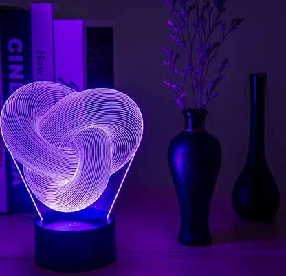 Lámpara de noche LED 3D abstracta con giro táctil, acrílica colorida, decoración de mesa 3D, iluminación para dormir de bebé, el mejor regalo