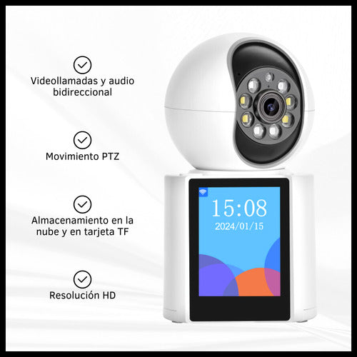 Cámara De Seguridad Wifi Ptz Hd Videollamada Bidireccional