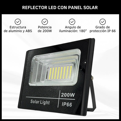 Reflector Led 200w Panel Solar Control Remoto Ip66 Exterior
