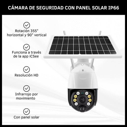 Cámara De Seguridad Con Panel Solar Ip66 Domo Exterior Hd