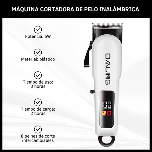 Cortadora De Pelo Máquina Cortar Cabello Barba Inalámbrica