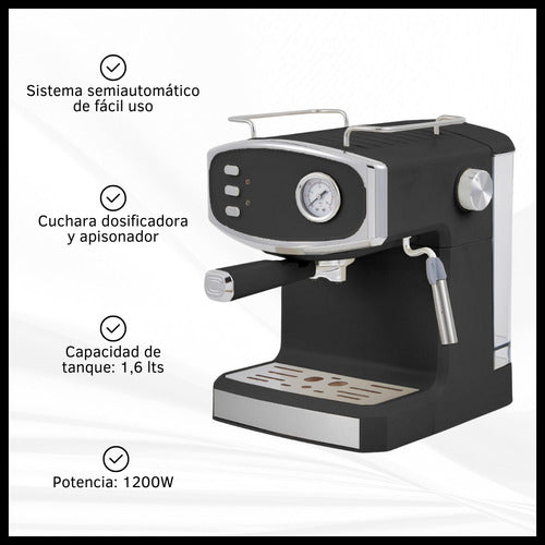 Cafetera Expresso 20bar 1200w Vaporizador Semi Automática