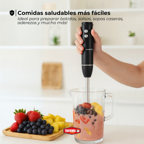 Combo Pava Eléctrica Acero Inoxidable Y Minipimer Mixer