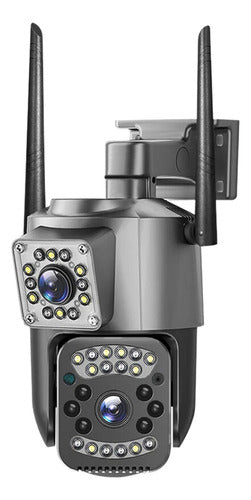 Cámara De Seguridad Doble Lente Hd Wifi Domo Exterior Ip66