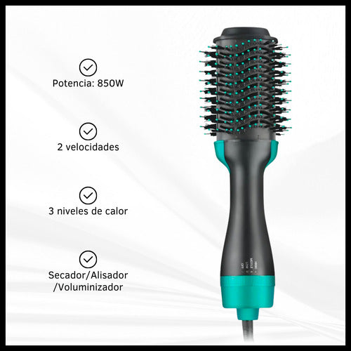 Combo Espejo Con Luz Led Secador De Pelo Y Cepillo Set