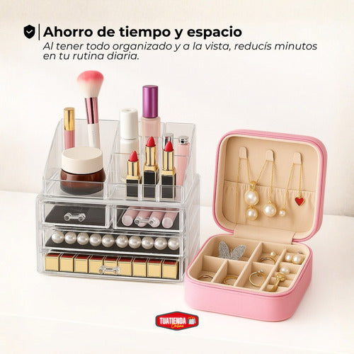 Set Alhajero Caja Organizadora Y Organizador Para Maquillaje