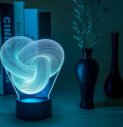 Lámpara de noche LED 3D abstracta con giro táctil, acrílica colorida, decoración de mesa 3D, iluminación para dormir de bebé, el mejor regalo