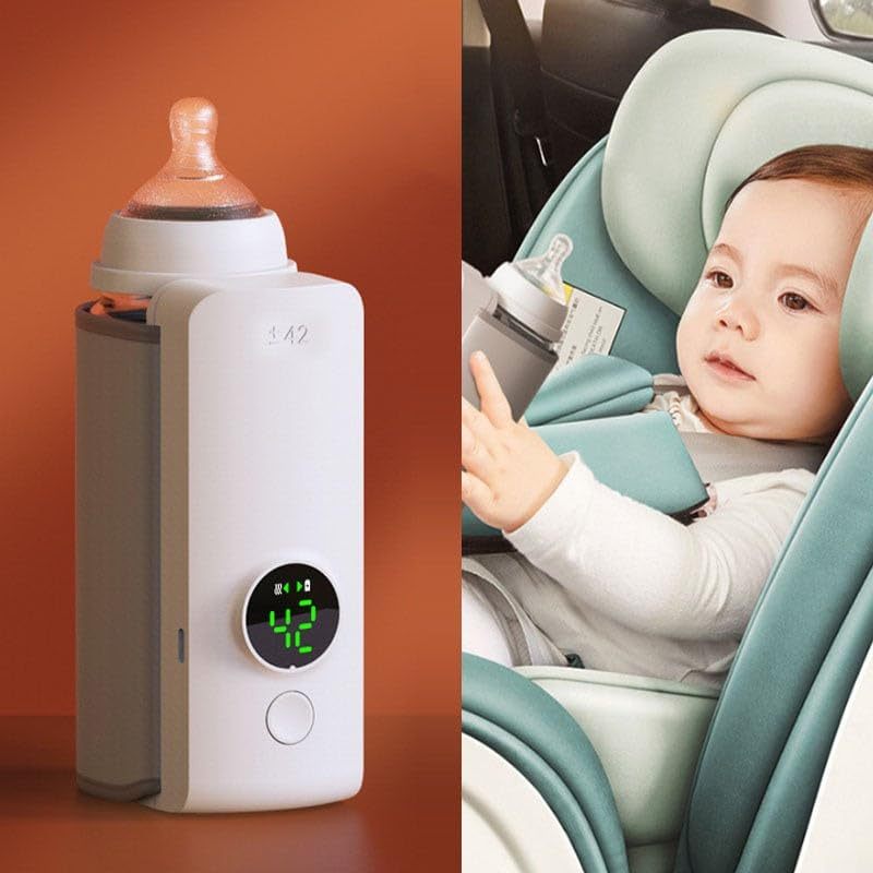 Calentador de biberones portátil inalámbrico recargable con carga y calefacción por USB, calentador de leche portátil de temperatura constante, funda aislante universal para biberones.