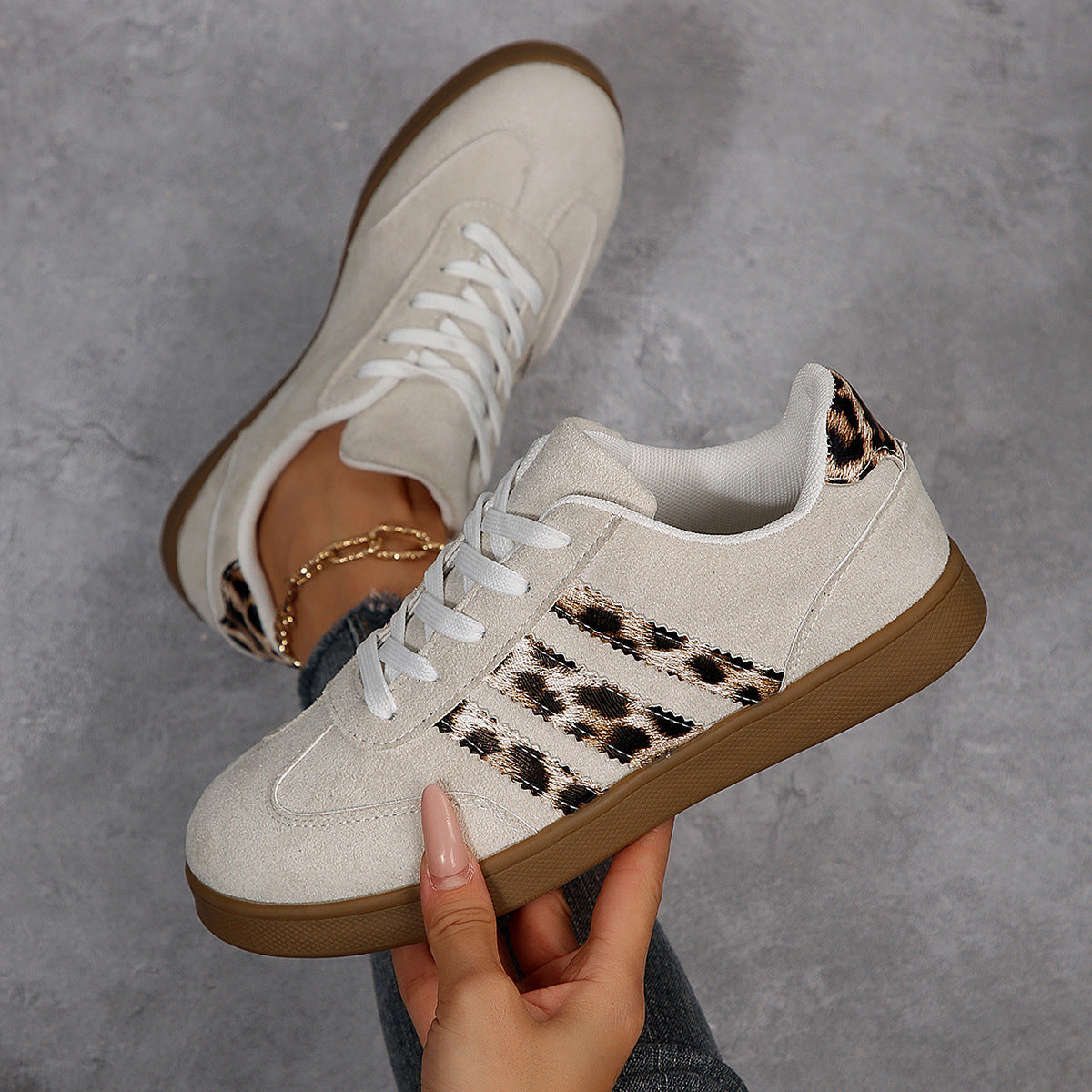 Zapatillas casuales versátiles con estampado de leopardo vintage
