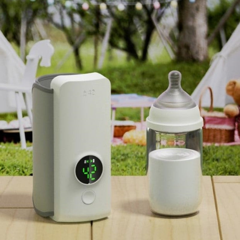 Calentador de biberones portátil inalámbrico recargable con carga y calefacción por USB, calentador de leche portátil de temperatura constante, funda aislante universal para biberones.