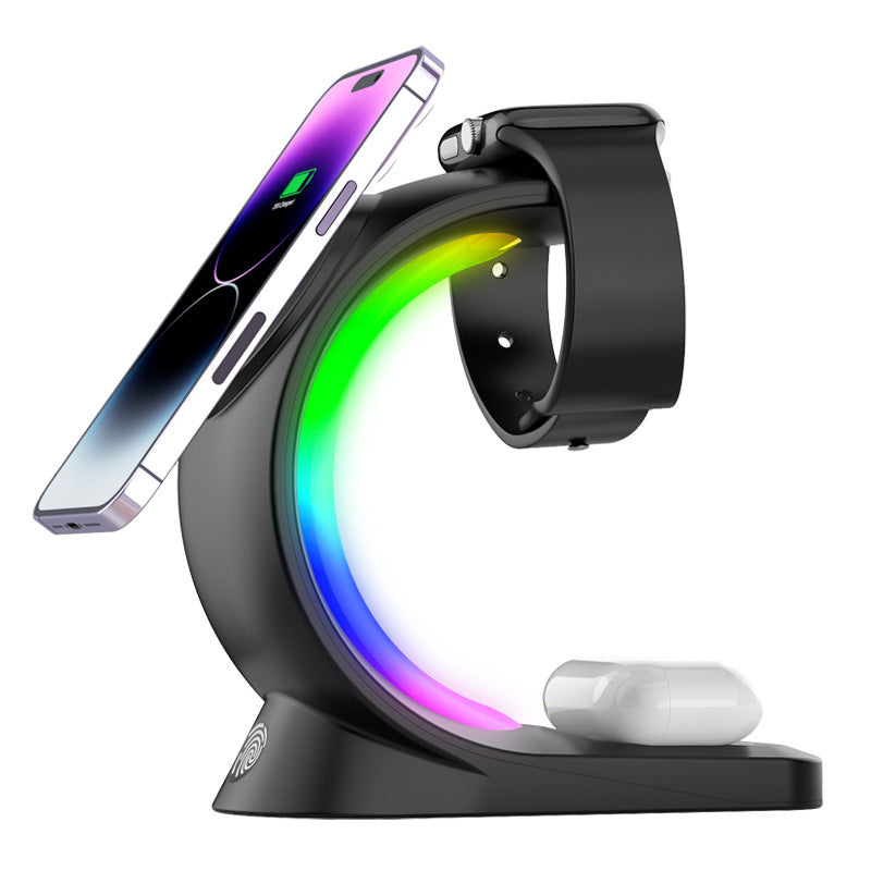 Cargador inalámbrico magnético 4 en 1, carga rápida para smartphones.