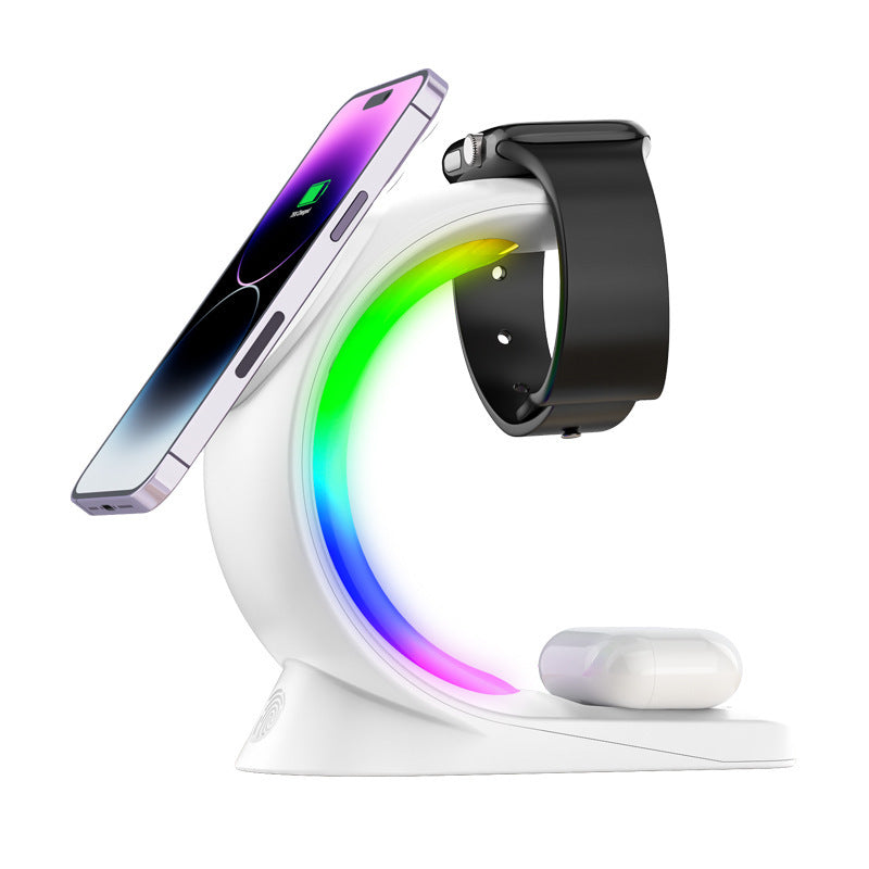 Cargador inalámbrico magnético 4 en 1, carga rápida para smartphones.