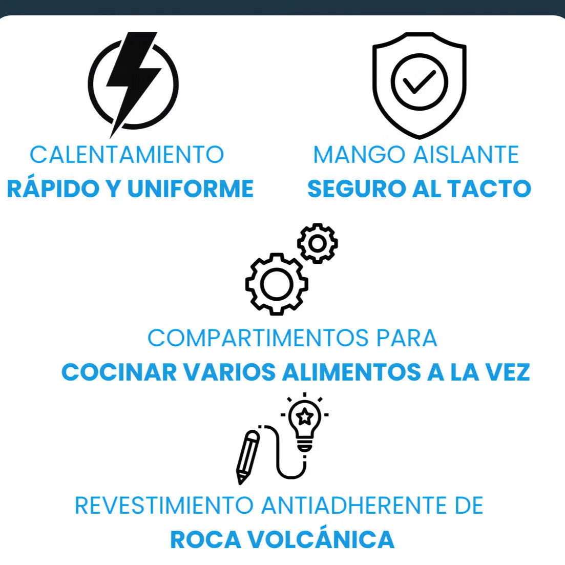 Sartén Cocina 3 En 1 Roca Volcánica