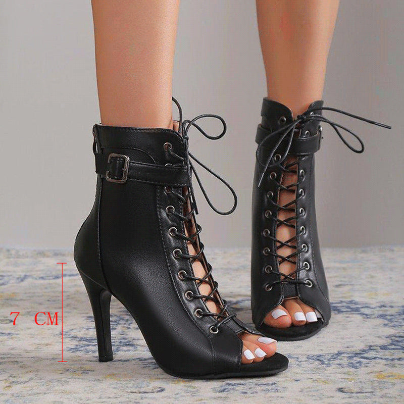 Sandalias romanas con punta abierta y estilo clásico para mujer el taco puede ser de 7cm o 10cm
