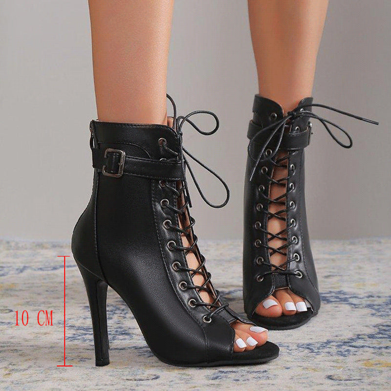 Sandalias romanas con punta abierta y estilo clásico para mujer el taco puede ser de 7cm o 10cm