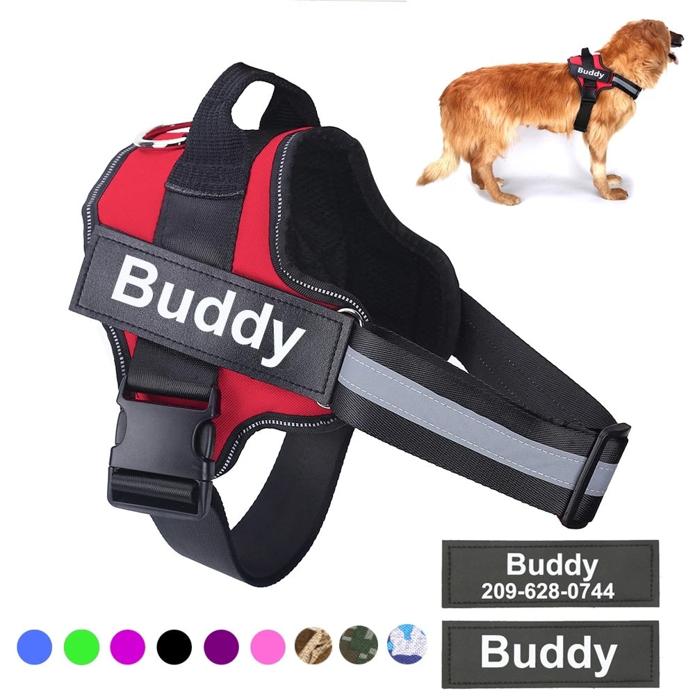 Arnés para perros, antitirones, reflectante, transpirable, ajustable, para perros pequeños y grandes, con parche personalizado, suministros para mascotas