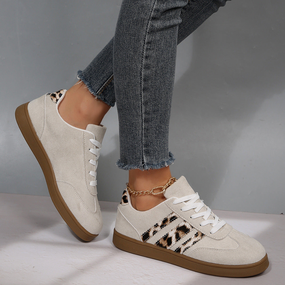 Zapatillas casuales versátiles con estampado de leopardo vintage