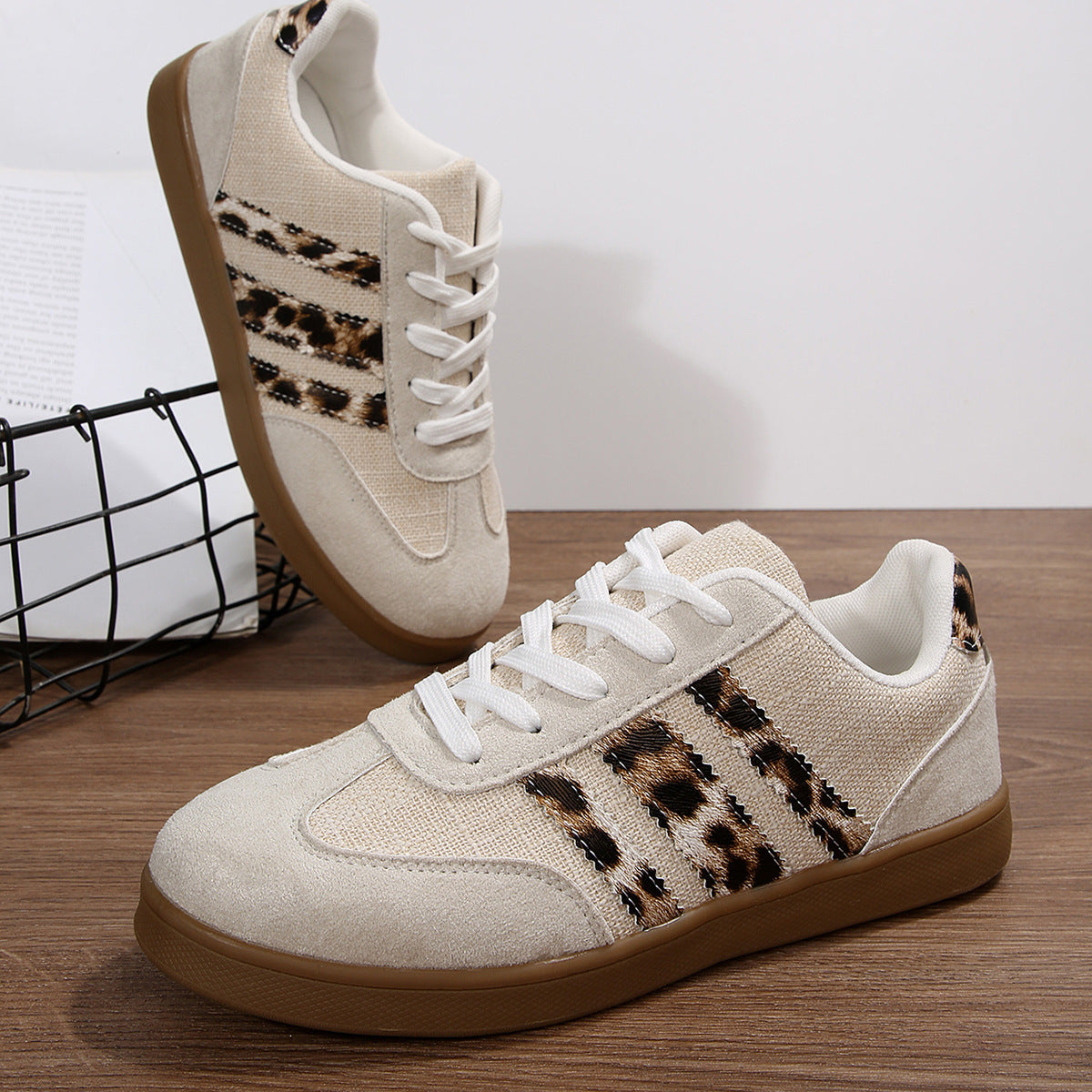 Zapatillas casuales versátiles con estampado de leopardo vintage