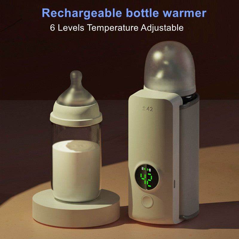 Calentador de biberones portátil inalámbrico recargable con carga y calefacción por USB, calentador de leche portátil de temperatura constante, funda aislante universal para biberones.