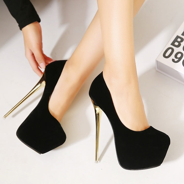 Zapatos de mujer de tallas grande, sexys, con tacones altos anti-enredos, 16 cm