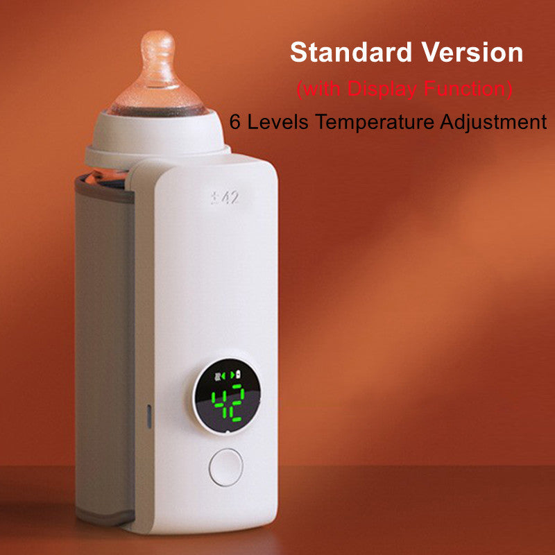 Calentador de biberones portátil inalámbrico recargable con carga y calefacción por USB, calentador de leche portátil de temperatura constante, funda aislante universal para biberones.