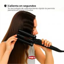 Buclera Rizador De Pelo Cabello Triple 3 Tubos Rulos Ondas