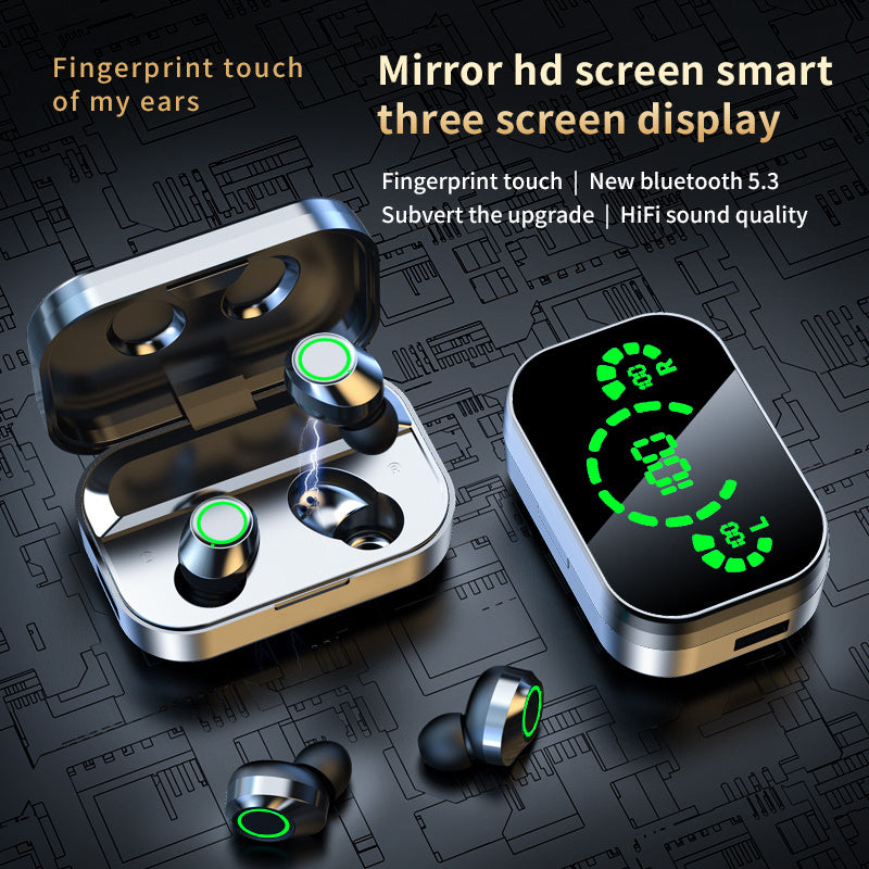 Auriculares inalámbricos Bluetooth YD03 TWS con pantalla grande y pantalla digital inteligente, intrauditivos con luz de respiración.