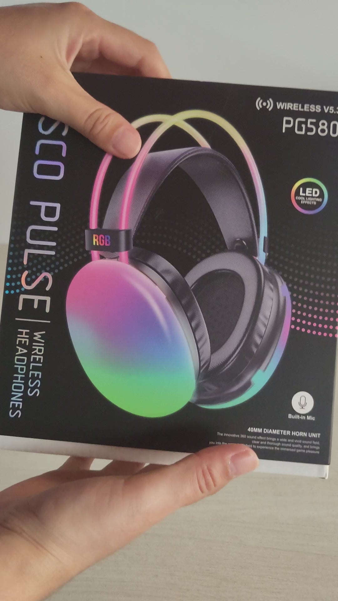 Auriculares Gamer Bluetooth Con Luz Led Rgb Inalámbricos